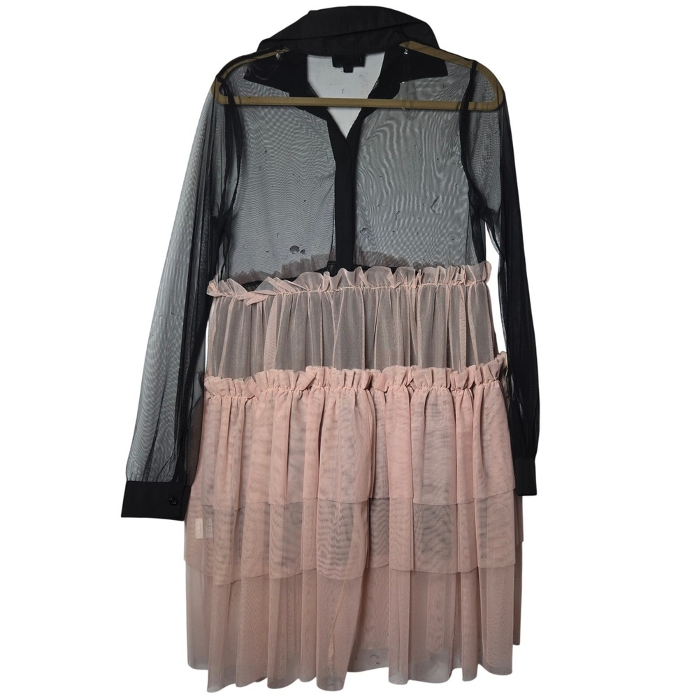 Love Highlight Sheer Mesh Tiered Ruffle Dress Small‎ Whimsigoth Grunge Punk Goth